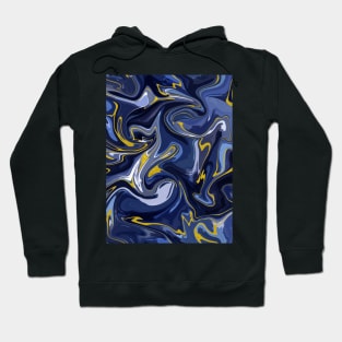 Delft Blue and Gold Silk Marble - Blue and White Liquid Paint Pattern Hoodie